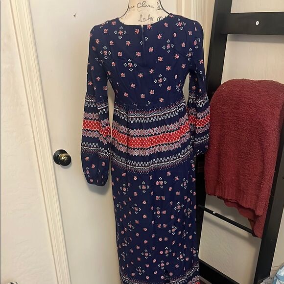 Vintage Juniors Of San Francisco Bohemian Front Lace Design Print Dress - Picture 7 of 14